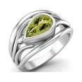 thumbnail image 2 of 8X5mm Pear Peridot 925 Sterling Silver Solitaire Filigree Women Valentines Day Gifts Ring, 2 of 3