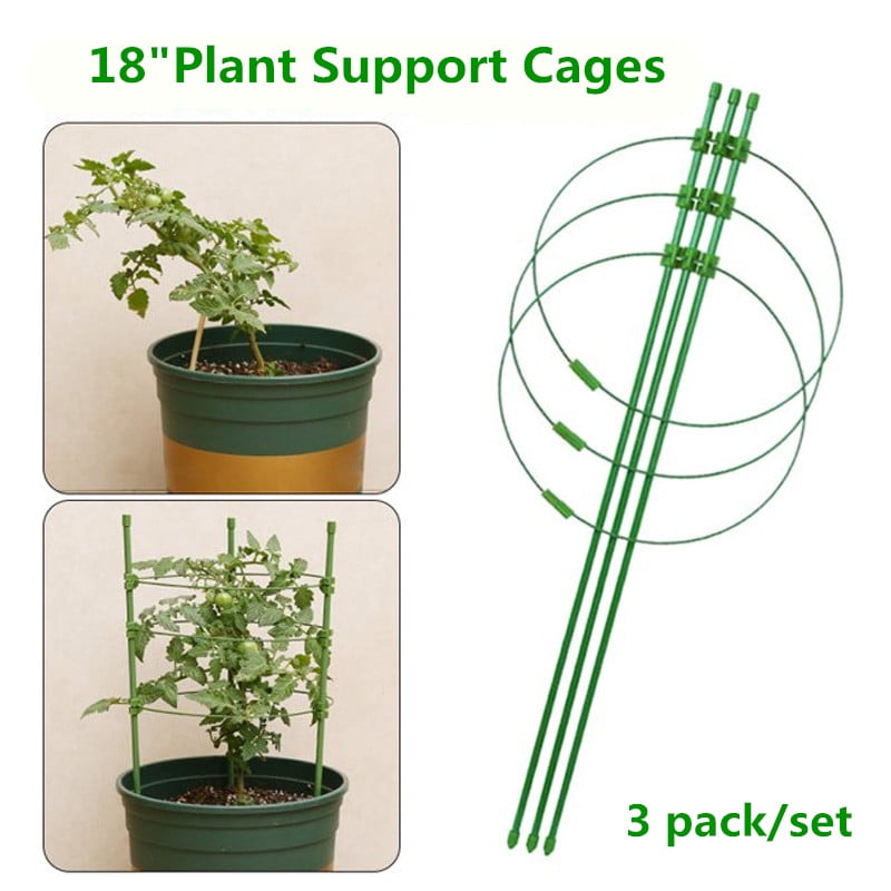45cm Durable Plant Support Cages 18 Inches Plant Cages with 3 Adjustable Rings, Pack of 3