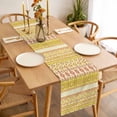 thumbnail image 3 of Yellow Khaki Boho Table Runner - 60 Inch Long, Kitchen Dining Table Runner Dresser Scarves, Vintage Ethnic Tribe Abstract Art Farmhouse Decor for Coffee Tables Wedding Party Banquet, 3 of 8