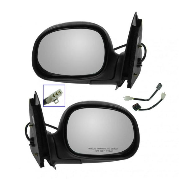 TRQ Chrome & Black Power Side Mirrors LH & RH Set for Ford Pickup MRA04830