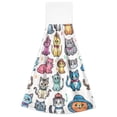 thumbnail image 7 of 2 Pcs Kitchen Hand Towels with Hanging Loops Absorbent Soft Fast Drying Decor Bath Towels Cartoon Cats with Hat, 7 of 7