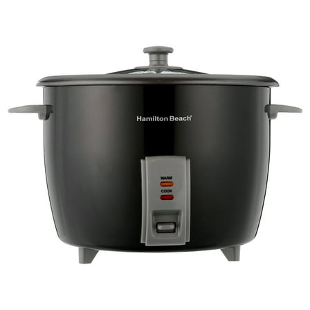 Hamilton Beach Rice Cooker and Food Steamer, 30 Cups Cooked (15 Uncooked), Steam Basket, Black, 37555