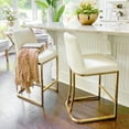 thumbnail image 6 of Summit Living 24 inch White & Gold Counter Bar Stools Set of 4 with Back for Kitchen Dining, Faux Leather Barstools, 6 of 12