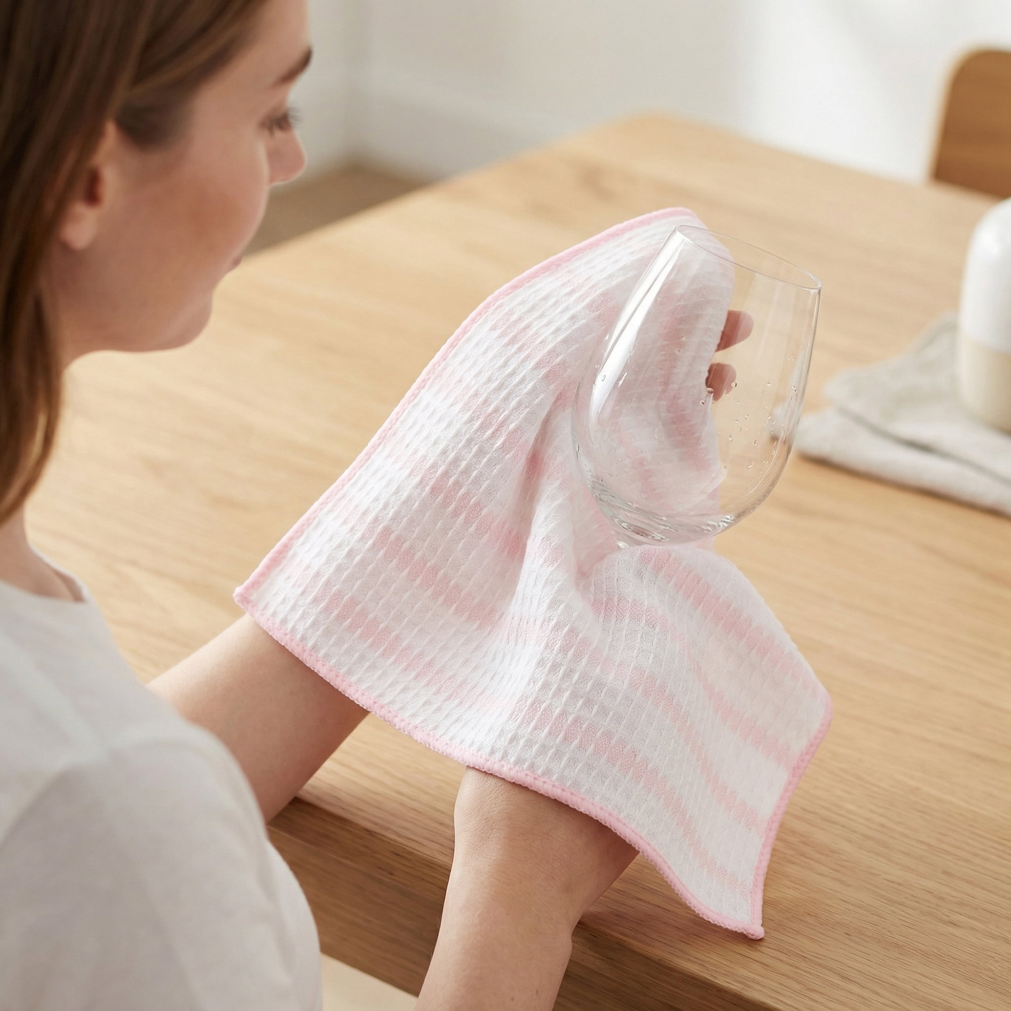 Unique Bargains 3Pcs Wood Fiber Cleaning Cloths Super Absorbent Towel Pink 12" x 12"