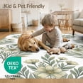 thumbnail image 4 of ODIKA 8'x10' Washable Area Rug Vintage Botanical Distressed Impressionist Circular Watercolor Refined for Dining Room, Large Office, Lounge, Non-Slip Chair-Friendly Mat, 4 of 7