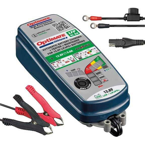Tecmate TCMTM-391 Optimate Lithium 4S 6A 10Step 12.8V Sealed Battery Saving Charger Tester & Maintainer with BMS Reset
