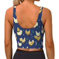 thumbnail image 3 of Fotbe Funny Chicken Pattern Womens' Sports Bra Longline Wirefree Padded with Medium Support Sports Moisture-Wicking Workou Vest,Tank Top-Small, 3 of 9