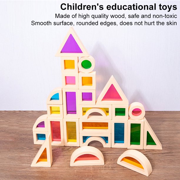Bloques de madera de geometría colorida educativo interactivo para bebés 3 4 5 6 años
