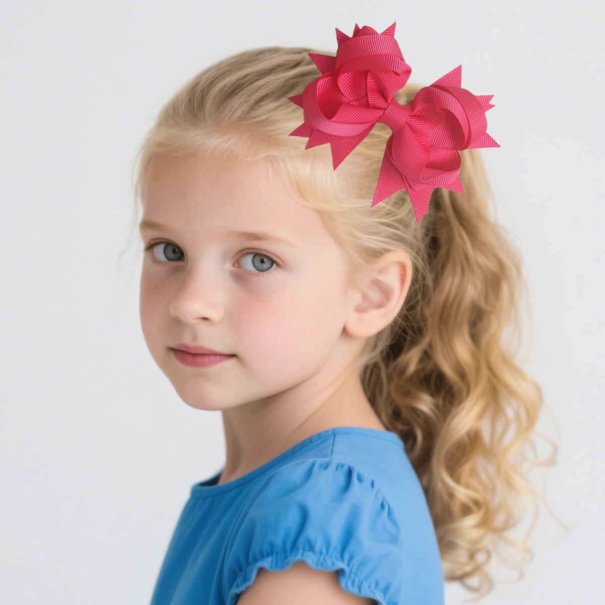 JoyBowie 12 Pcs 3.5 Inch Star-Tipped Grosgrain Hair Bows, Alligator Clips for Girls