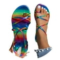 thumbnail image 2 of Mostsola Colorful Strappy Flip Flops for Women Toe Ring Clip Toe Elastic Gladiator Flat Sandals, 2 of 9