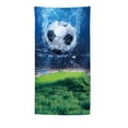 thumbnail image 2 of Beach Towel 140x70 cm, Multicolor Football Pattern, Quick-Dry Polyester Towel for Swimming, Travel, Sports, 1 Piece, 2 of 6