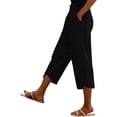 thumbnail image 5 of Women's Cropped Lounge Pants Lightweight Elastic Waist Pant with Pockets Summer Tulip Hem Trousers Black M, 5 of 8
