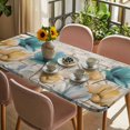 thumbnail image 3 of Watercolor Flowers Table Cloths for 4 Foot Rectangle Tables, Vintage Tulips Floral Barn Doors Wood Grain Patio Waterproof Elastic Fitted Tablecloths, Washable Rectangular Table Cover for Camping, 3 of 8