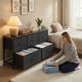 thumbnail image 5 of CONCETTA Dresser 5 Fabric Storage Drawer Dresser, TV Stand, Chest of Drawers for Bedroom, Closet, Entryway, Living Room, Black Wood, 5 of 8