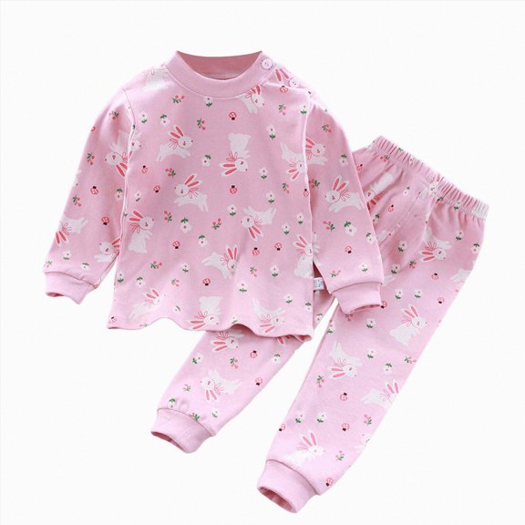 CAUYDY Sizes 12-18 Months Newborn Boys Sleepers Infant Girls Pjs Long Sleeved Top and Pants 2Pcs Cute Set Baby Outfits Toddler Clothes Fall,Light Pink