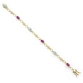 thumbnail image 2 of 18K Yellow Gold Plated Silver Sky Blue Topaz and Pink Created Sapphire and Round White Lab Grown Diamond Tennis Bracelet for Women (3.04 Cttw, Gemstone Birthstone, Oval 6X4MM, 7.25 inches), 2 of 4