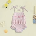 thumbnail image 2 of KPOPLK Toddler Baby Girl Swimsuit Bow Embroidery Checkered Print Ruffle Bikini Sleeveless Bathing Suit Swimwear clearance boys Swimwear under $5(9-12 Months,Pink), 2 of 6