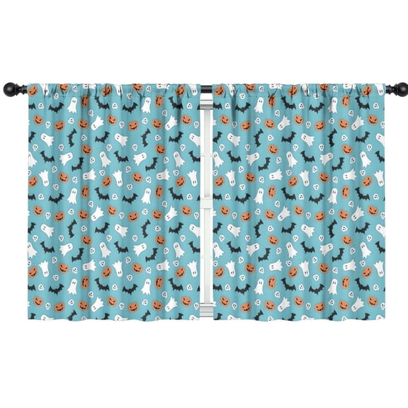 Blackout Kids Curtains,Halloween Ghosts and Bats Pattern Childrens Insulated Curtains Set Of 2,Bedroom Essentials,Toddler Room Decor 42"x54"