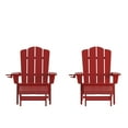 thumbnail image 2 of BizChair HDPE Adirondack Chair with Cup Holder and Pull Out Ottoman, All-Weather HDPE Indoor/Outdoor Lounge Chair in Red, Set of 2, 2 of 12