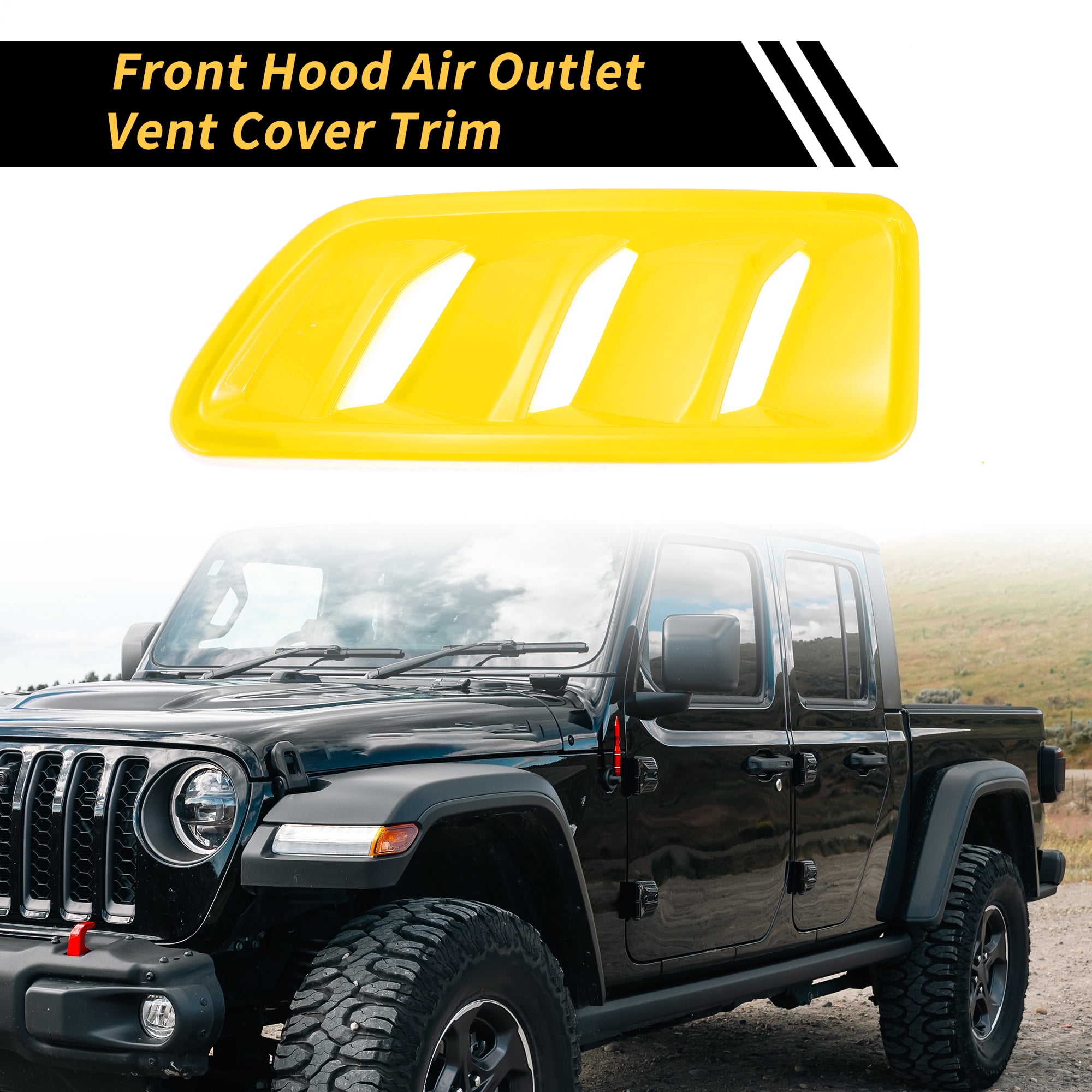 Unique Bargains 1 Pair Car Front Hood Air Outlet Vent Cover Trim for Jeep Wrangler JL JLU Gladiator 2018-2024 Hood Engine Bonnet Air Vent Outlet Cover Bezels ABS Yellow
