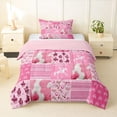 thumbnail image 2 of jejeloiu Pink Western Cowgirl Twin Comforter Sets Kids,Girly Patchwork Plaid Buffalo Bedding Set,Reversible,2pcs, 2 of 8