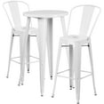 thumbnail image 2 of Emma + Oliver Commercial 24" Round White Metal Indoor-Outdoor Bar Table Set-2 Cafe Stools, 2 of 5