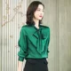 thumbnail image 3 of Nueva camisa de satén de seda real, blusa de seda morera de manga larga para mujer, blusas con cuello de lazo de estilo nuevo para primavera y otoño, 3 of 5