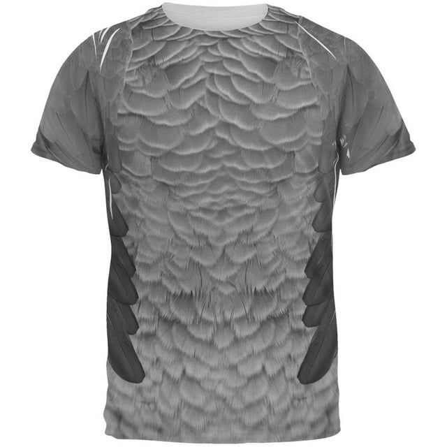 T-Shirt pour Adulte à Imprimé Intégral de Costume de Parrot Africain Gris d'Halloween