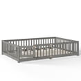 thumbnail image 6 of Queen Floor Bed with Door and Fence, Queen Size Montessori Floor Bed with Guardrails, Solid Wood Floor Montessori Bed with Removable Slats, Low Profile Floor Bed Queen for Bedroom, Wood Grain Gray, 6 of 11