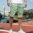 thumbnail image 3 of Mens Casual Cotton Shorts Drawstring Elastic Waist Summer Golf Pants Stretch Twill Beach Chino Shorts Light Green L, 3 of 7
