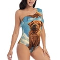 thumbnail image 3 of Cauagu Sunshine Cloud Bulldog Print Women's Sexy One Piece Swimsuits One Shoulder Ruffle Tummy Control Bathing Suit Slimming Swimwear-X-Large, 3 of 6