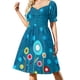 thumbnail image 3 of Vestido de lunares turquesa de manga corta vestidos de playa vestidos para eventos especiales Vestido, 3 of 7