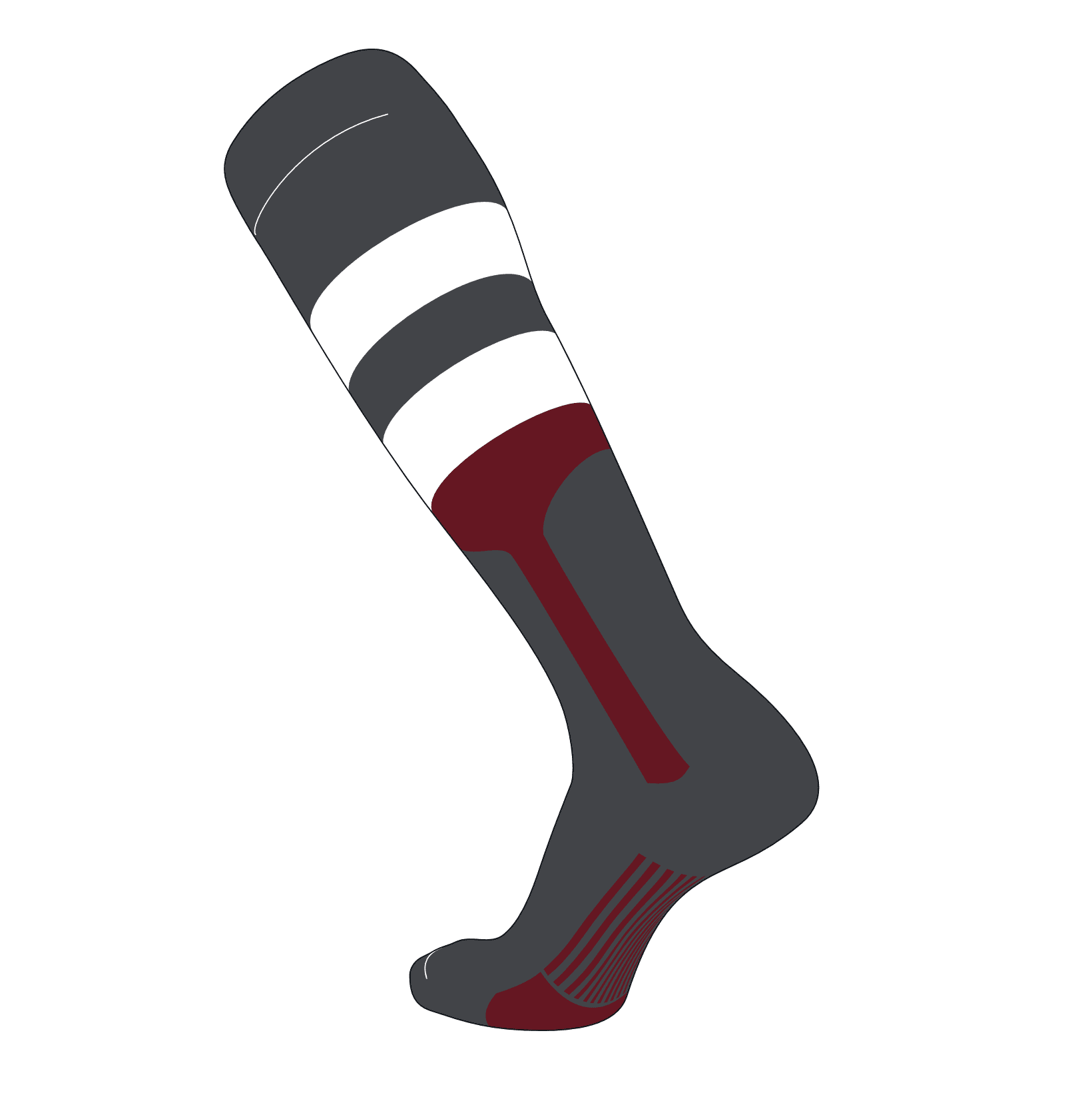 TCK TCK Elite Baseball Long Stirrup Socks (G, 9in) Graphite, White