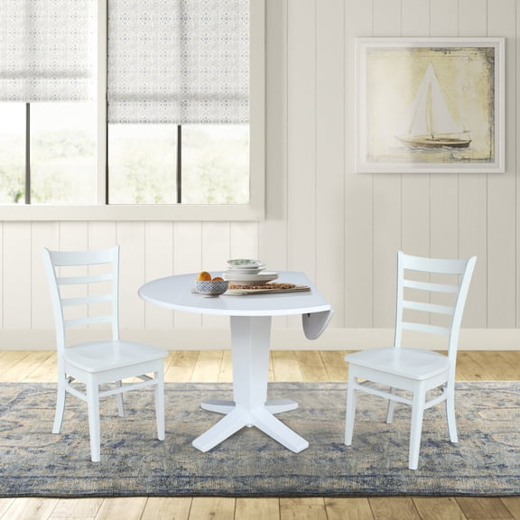 International Concepts 42" Solid Wood Dual Drop Leaf Table with 2 Dining Chairs
