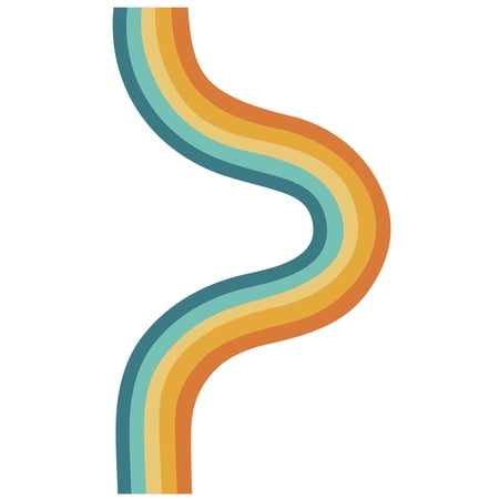 Cute Wavy Design of a Beautiful and Colorful Rainbow for Relaxing Wall Decoration - Abstract and Aesthetic Background of Rainbow Artwork Design for Living Room Vinyl Wall Decal 20" x 34"