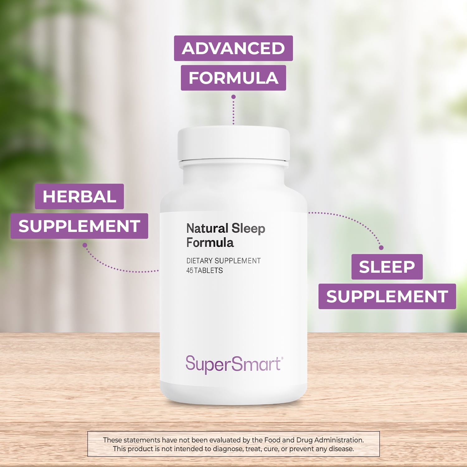 SuperSmart - Natural Sleep Aid Formula - with Valerian Root, L-tryptophan & Rhodiola Rosea - Natural Sleeping Pills | Non-GMO & Gluten Free - 45 Tablets