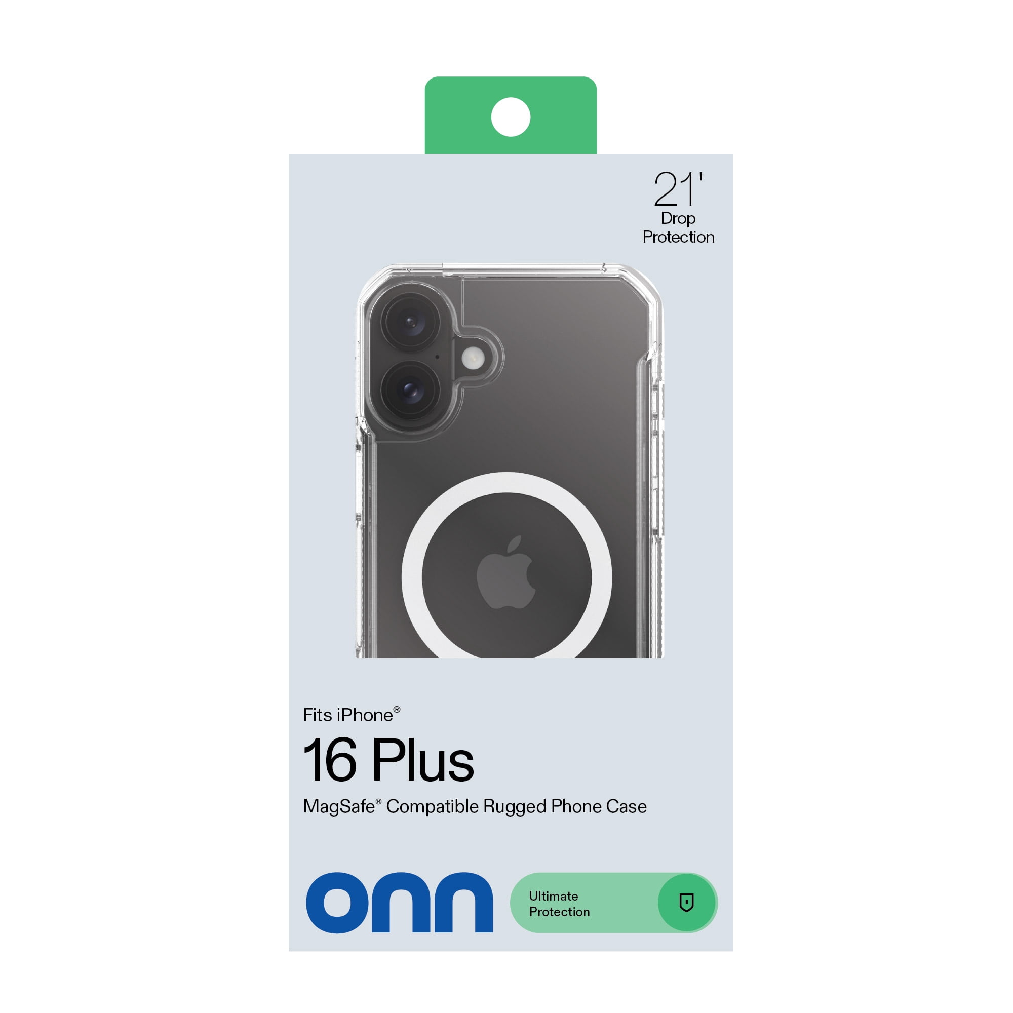 onn MagSafe Compatible Rugged Phone Case for iPhone 16 Plus - Clear