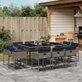 thumbnail image 1 of vidaXL 11 Piece Garden Dining Set with Cushions Grey Poly Rattan, 1 of 5