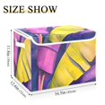 thumbnail image 3 of Purple and Yellow Palm Leaves Large Storage Bins with Linen Collapsible Lid Storage Box 16.7 x 12.6 x 11.8in, 3 of 7