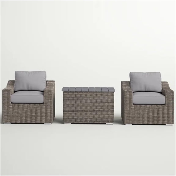 JERFIT 3-Piece Patio Conversation Set with Storage Table, All-Weather Rattan Chairs & Plush Cushions for Outdoor, Porch, Garden