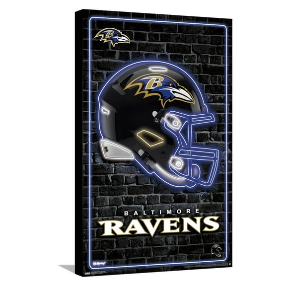NFL Baltimore Ravens - Neon Helmet 23 Canvas Wall Poster, 14.725" x 22.375"