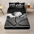 thumbnail image 2 of Homewish Cartoon Sports Balls Zipper Twin Comforter Sets with Fitted Sheet and 2 Pillowcases, Black Football Zipper Bedding Set for Men and Women, Black Reversible, 4-Piece, 2 of 6