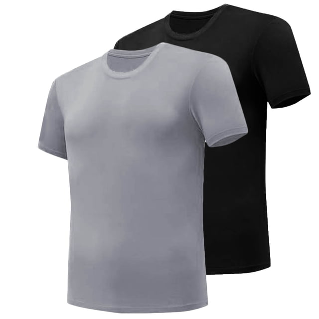 pstuiky camisetas para hombre, Camiseta deportiva de dos piezas con cuello redondo y manga corta para hombre, color liso camisetas de hombre l