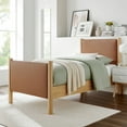 thumbnail image 2 of Platform Bed Frame, Twin, Oak Tan, Faux Leather, Hotel Bedroom, Modern Contemporary, HB38177, 2 of 9
