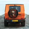 thumbnail image 7 of DouZhe Waterproof Spare Tire Cover, Devil Evil Skull Flowers Prints Adjustable Wheel Covers Fit for Jeep Trailer RV SUV Car, 14 inch, 7 of 7