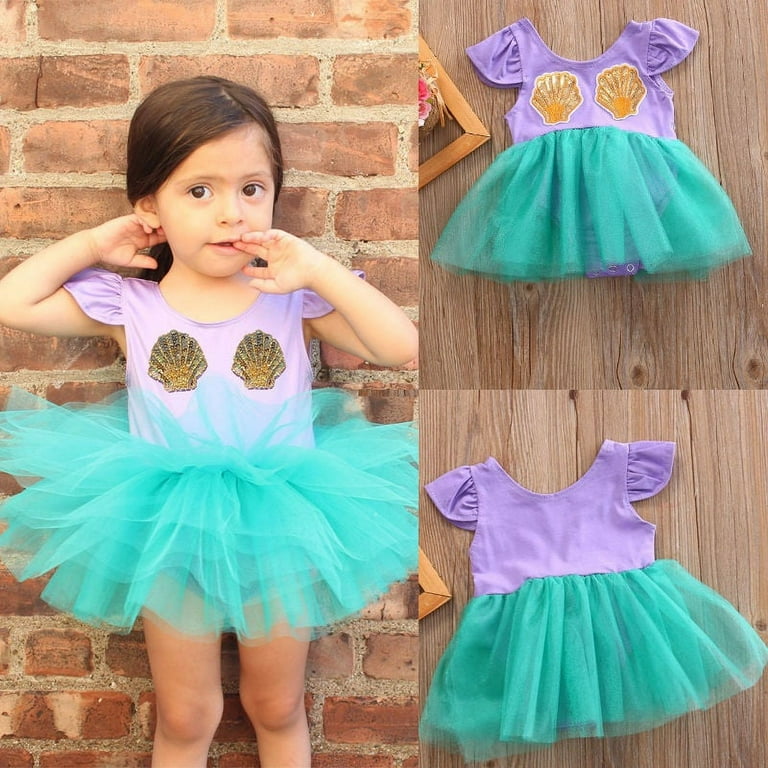 Top Newborn Baby Girls Mermaid Romper Summer TuTu Dress Skirt One Piece Jumpsuit