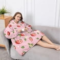 thumbnail image 5 of Oversized Wearable Blanket Hoodie,Strawberry Plants Fruit Flower Leaf Sherpa Blanket Hoodie with Super Pockets,Super Warm Fuzzy Pullover for Women & Men, 5 of 6