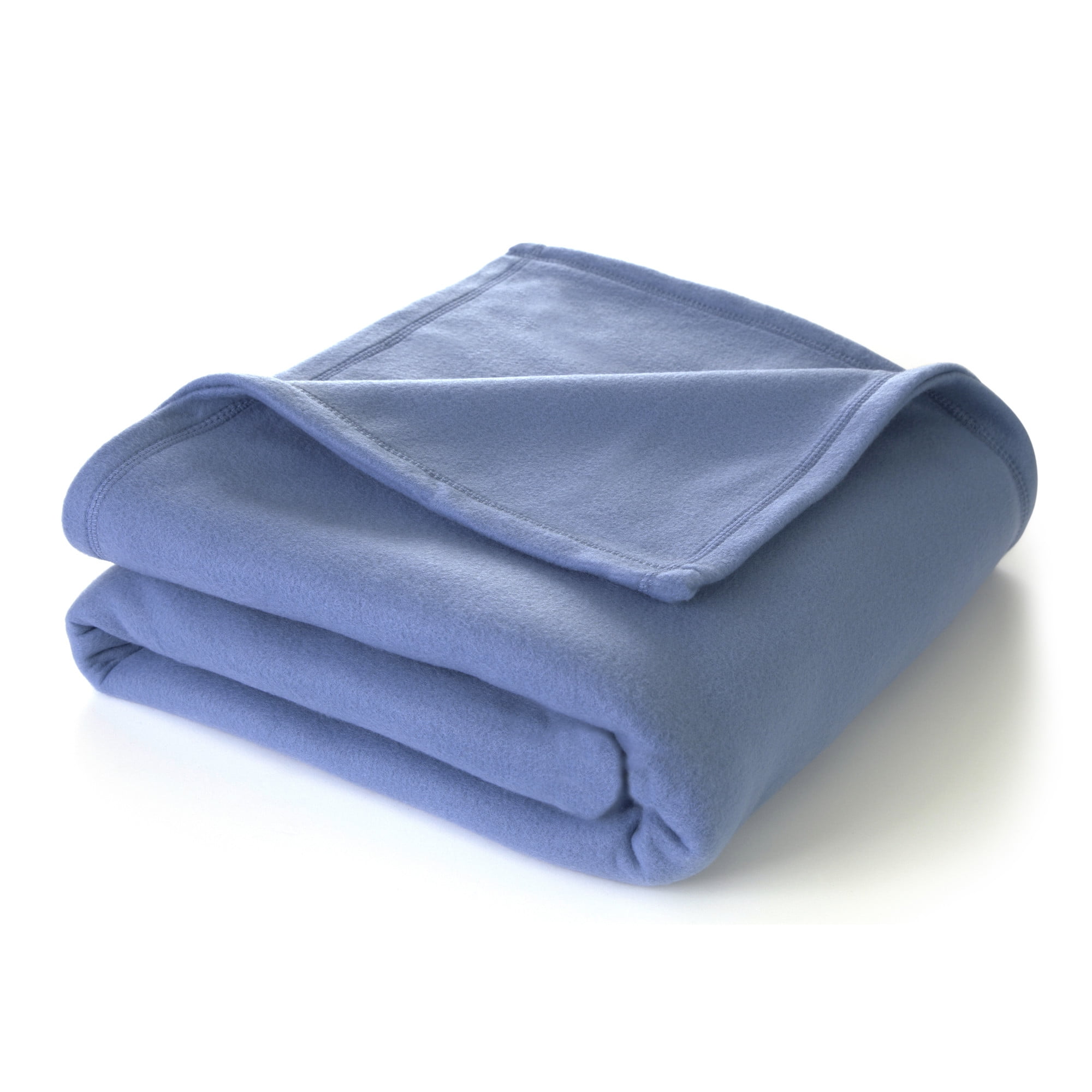 Martex Super Soft Fleece Low Lint Hotel Style Solid Pet Friendly Bed Sofa Blanket, Slate Blue