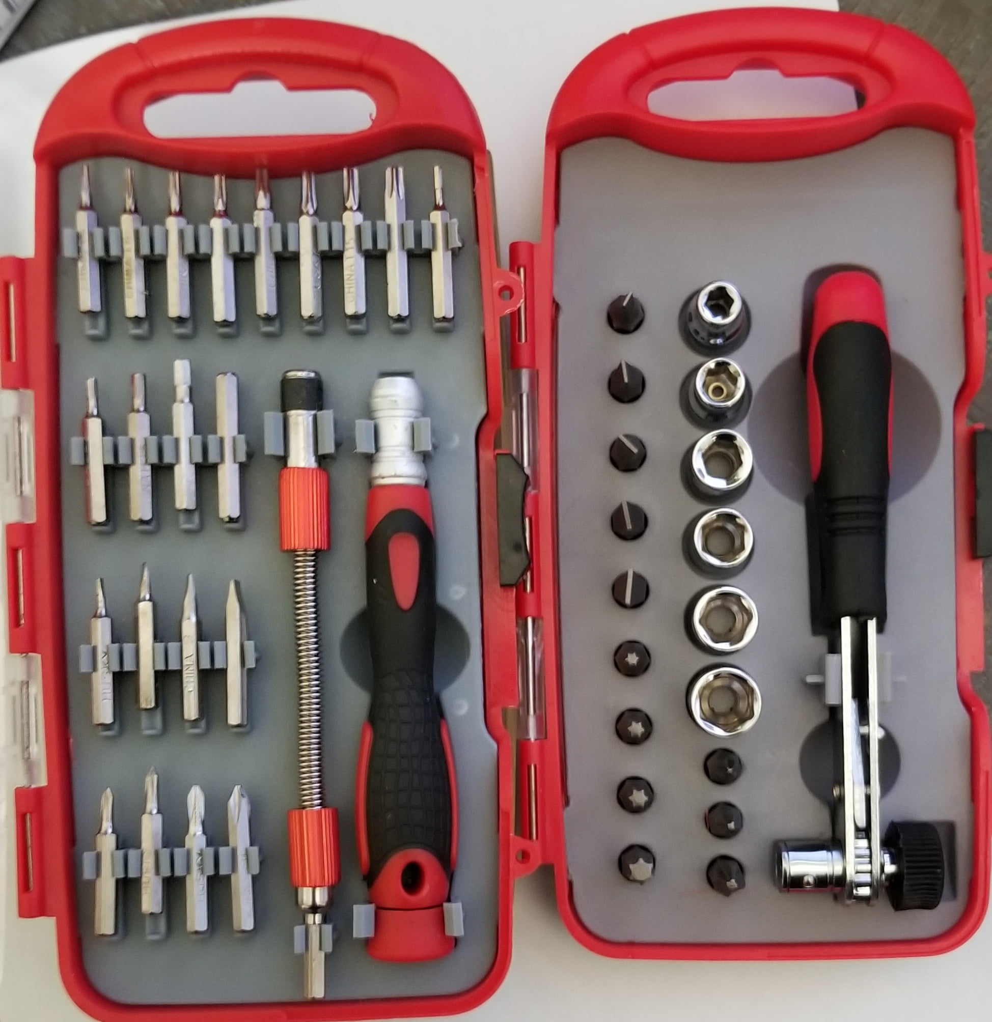 23Pcs Ratchet Screwdriver Bits Socket Tool Set with Phillips Slotted Hexagon and Torx 1/4 Inches Drive Reversible Drive Handle and Multi Bits Set for Repair Electrical Appliances Bicycle