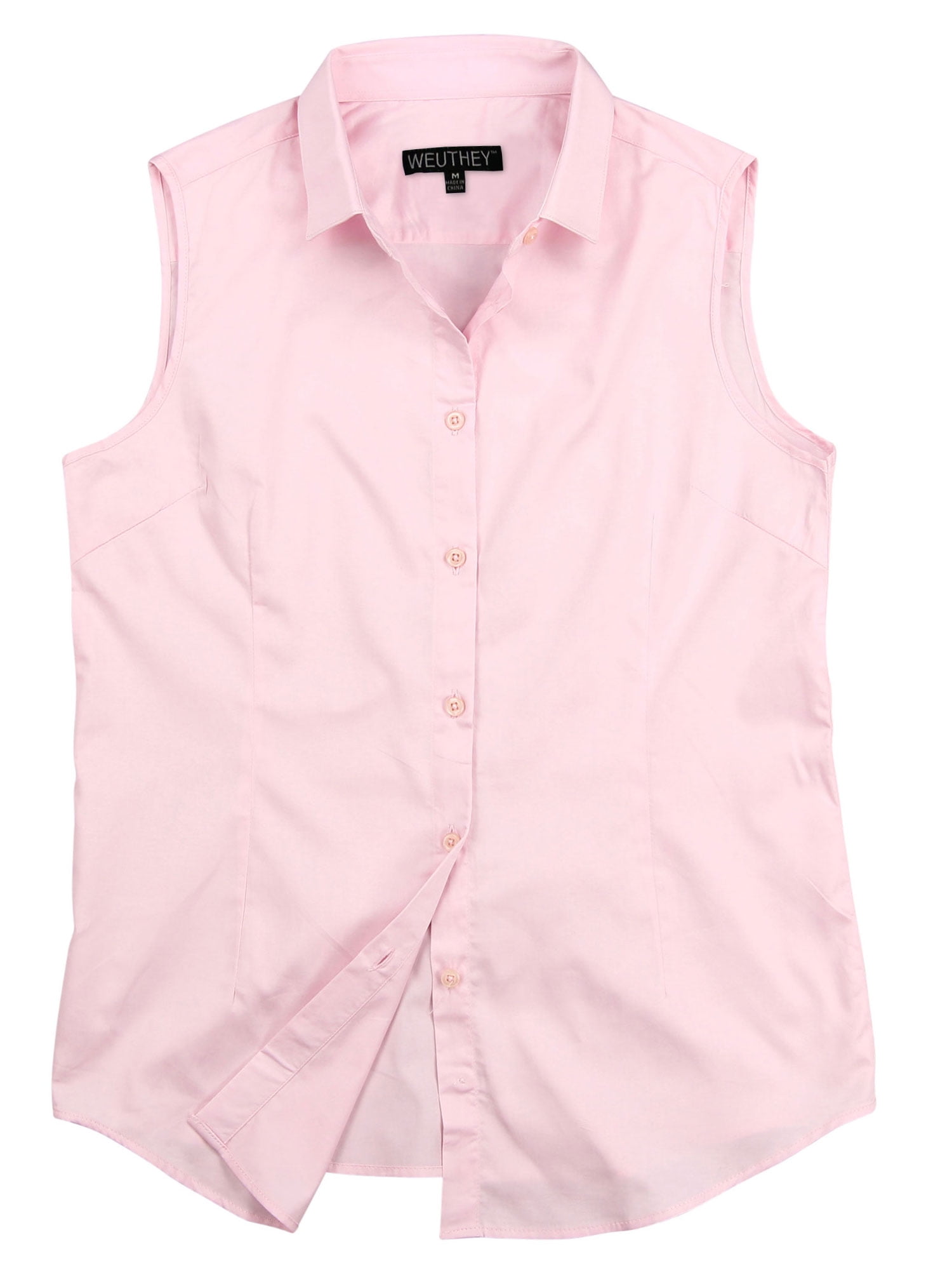Women's sleeveless cotton button down shirts Clearance